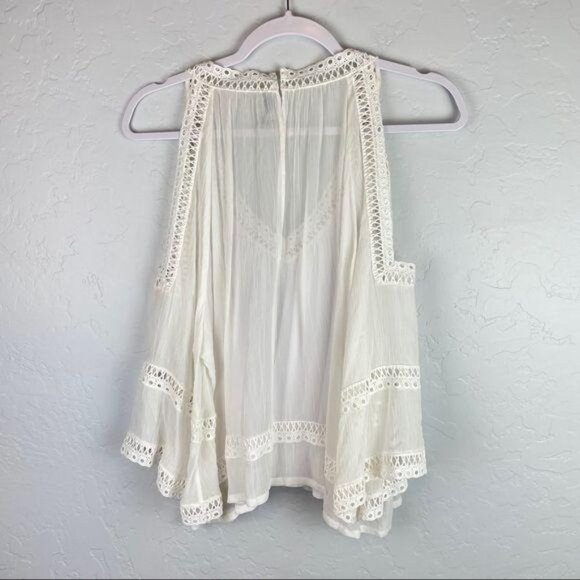 Rebecca Minkoff Deneuve Cold-Shoulder Top White Crochet Eyelet Women's Sz Small - Picture 5 of 7